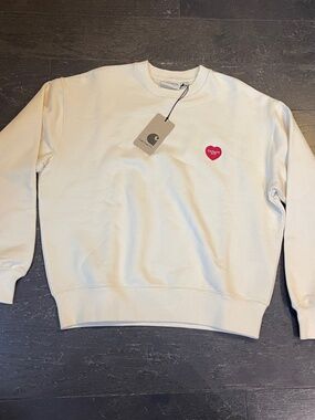BNWT Carhartt WIP women's heart logo cream ingo sweater crewneck SMALL